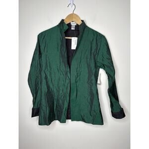 Chicos Size 0 Small Jacket Cambia RV Double Tuck Green Black Reversible NEW